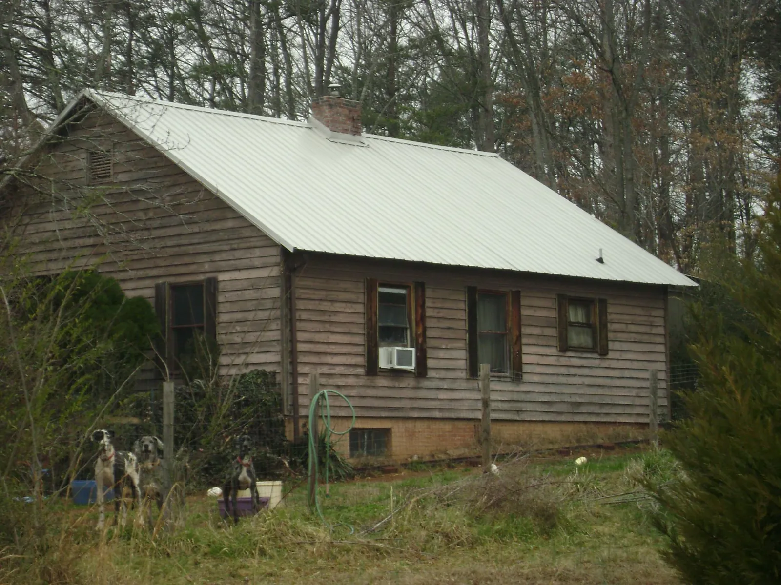 White metal roof on an old wood sided farmhouse, from a Metal Roof Installation job in Velpen